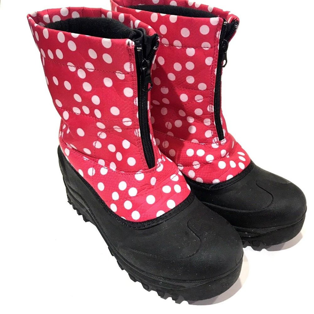 Itasca Boots Big Girls Size 6 Black Pink Polka Dot